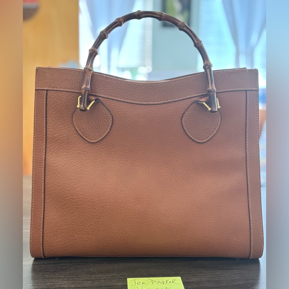 Gucci Brown Bamboo Handle Leather Tote